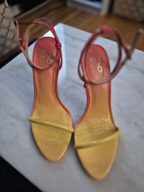 Mix No. 6 Red and Yellow Two-Tone Ankle Strap Heels